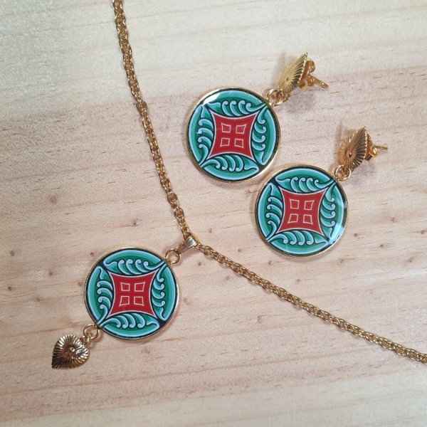 Boucles d'oreille enluminure motif v&eacute;g&eacute;tal m&eacute;di&eacute;val