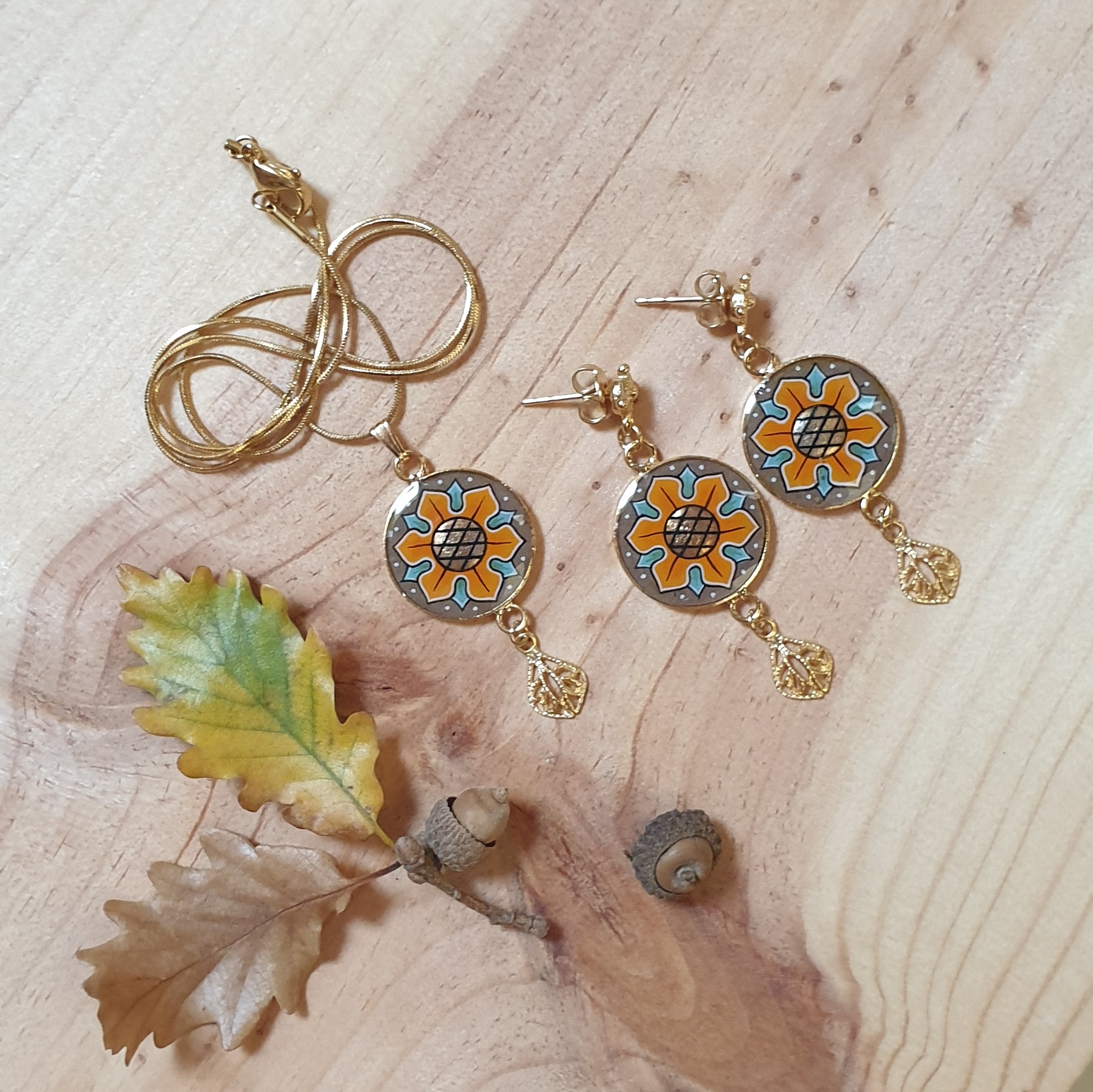 Boucles d'oreille pendantes aux couleurs de l'automne