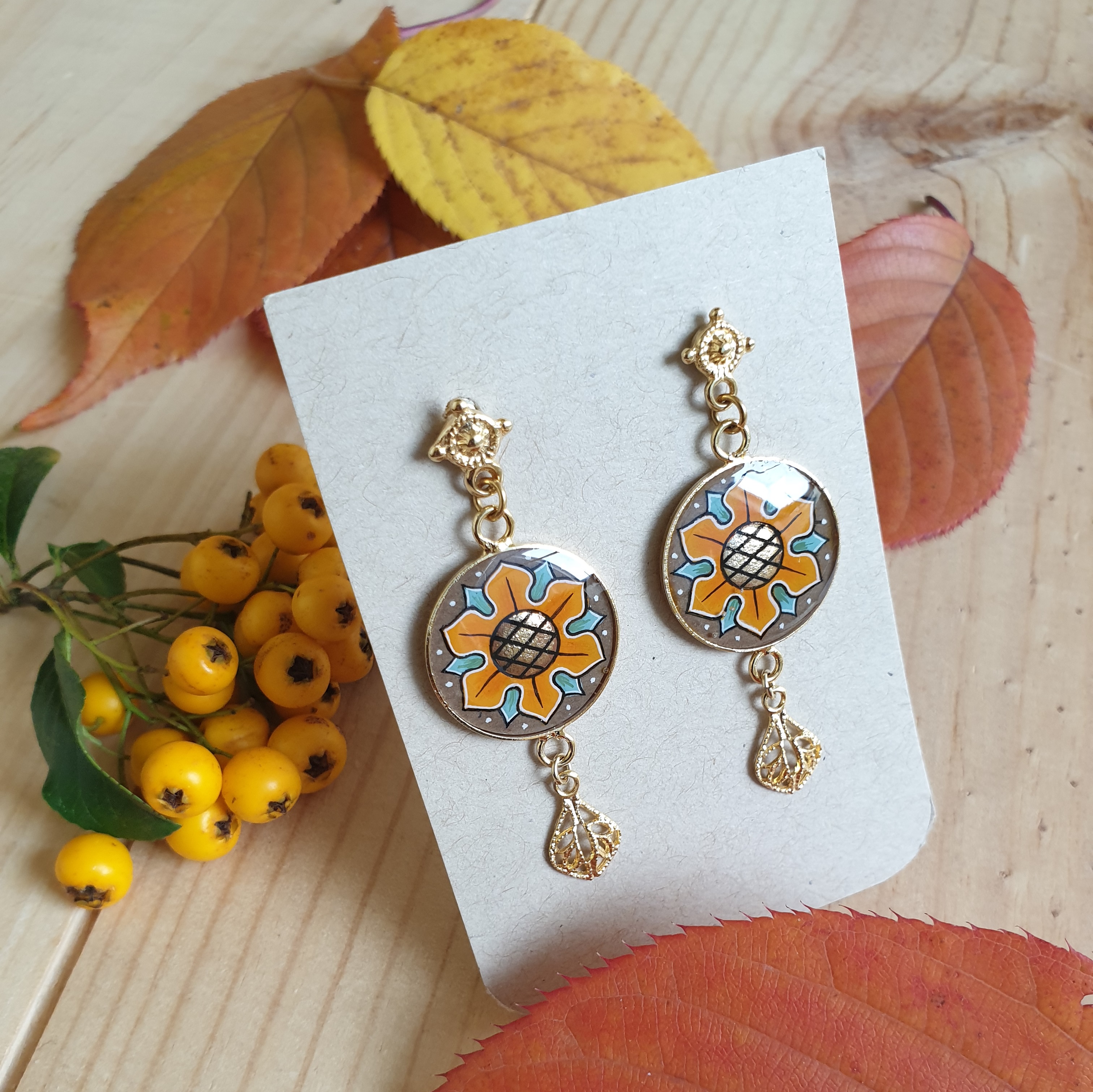 Boucles d'oreille pendantes aux couleurs de l'automne