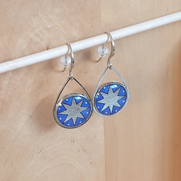 Boucles d'oreille enluminure &eacute;toile d'argent