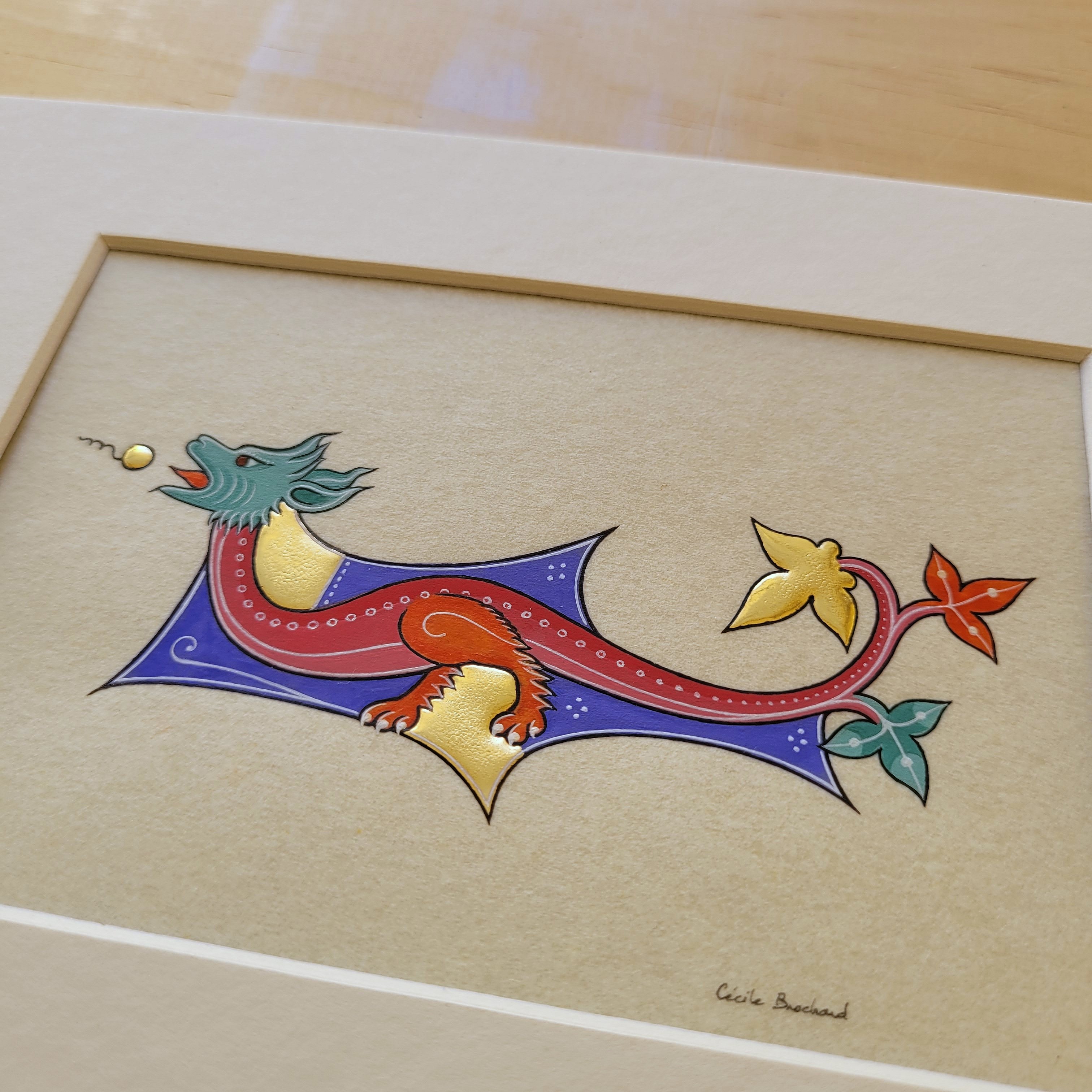 Petit dragon gothique &agrave; t&ecirc;te verte