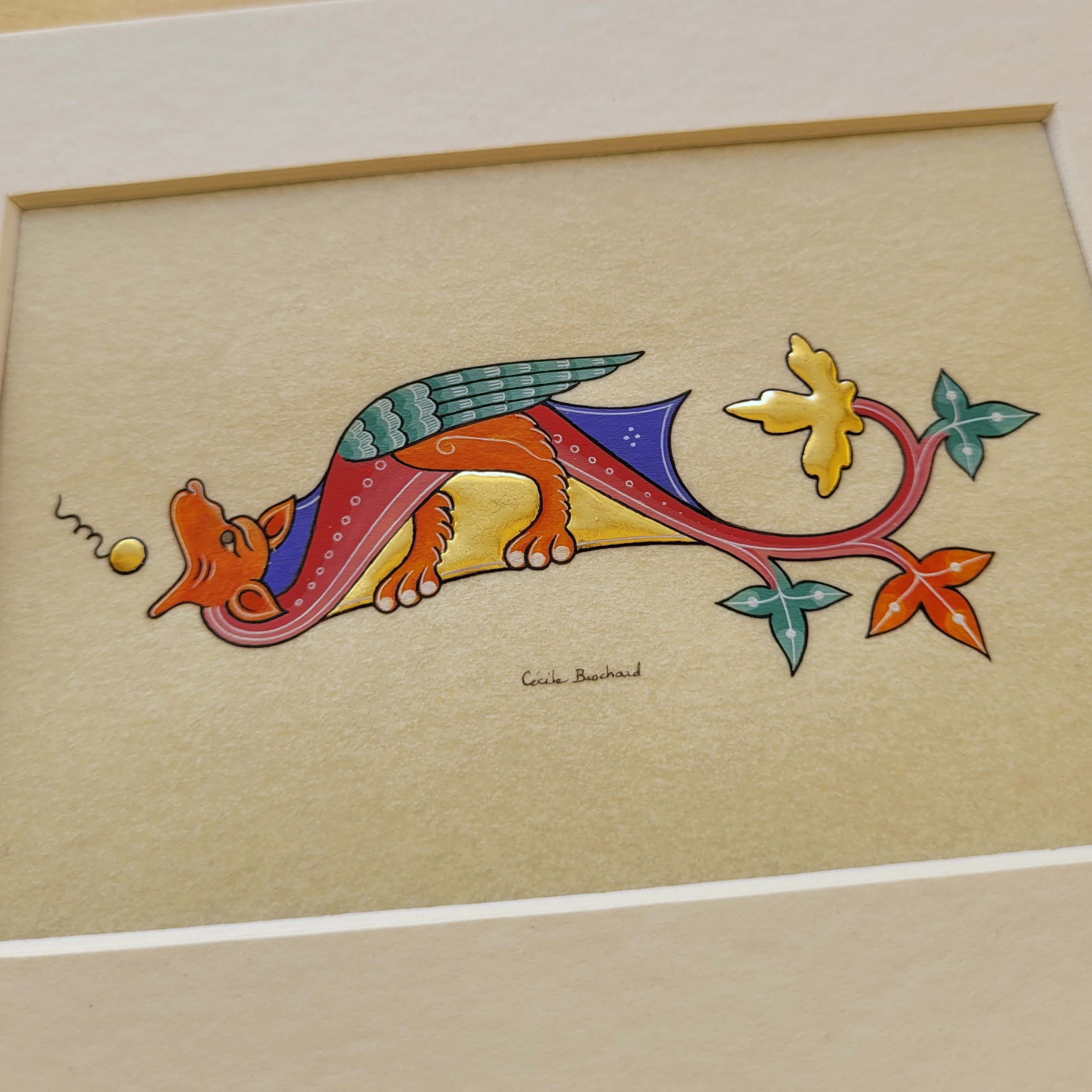 Petit dragon gothique à tête orange