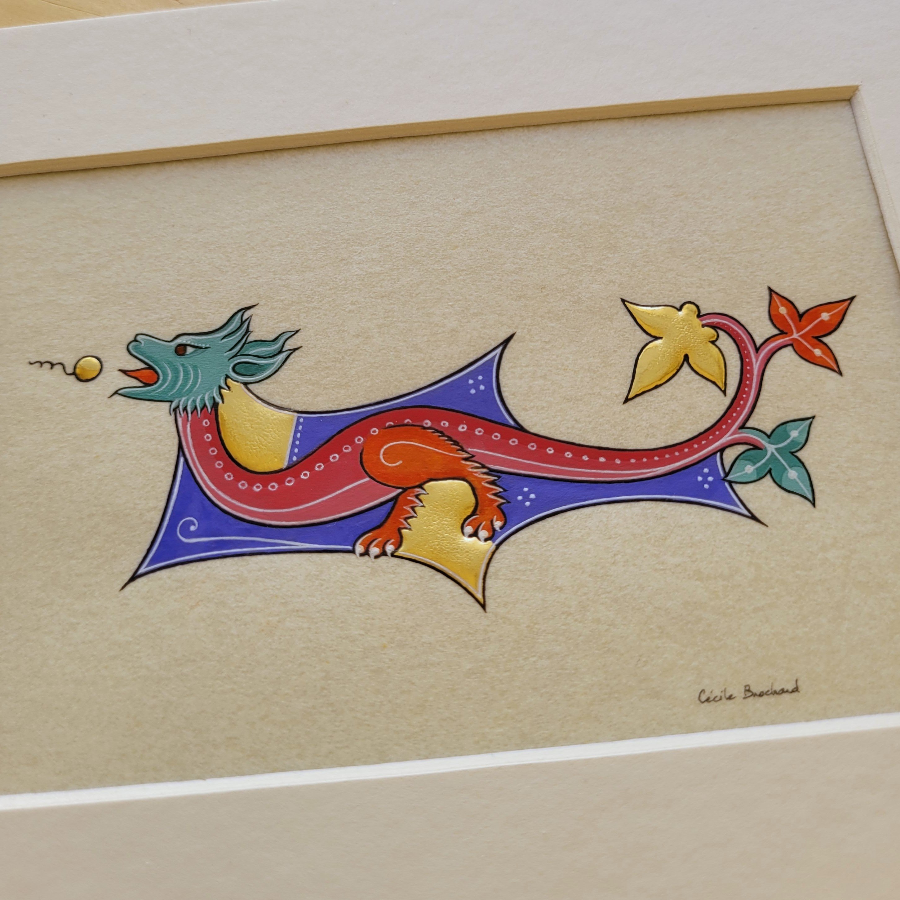 Petit dragon gothique à tête verte