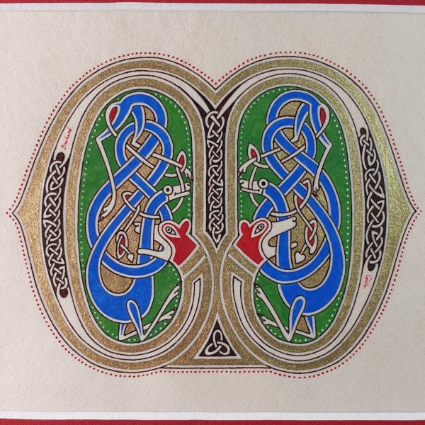 Illuminierter Buchstabe M im franz&ouml;sisch-s&auml;chsischen Stil