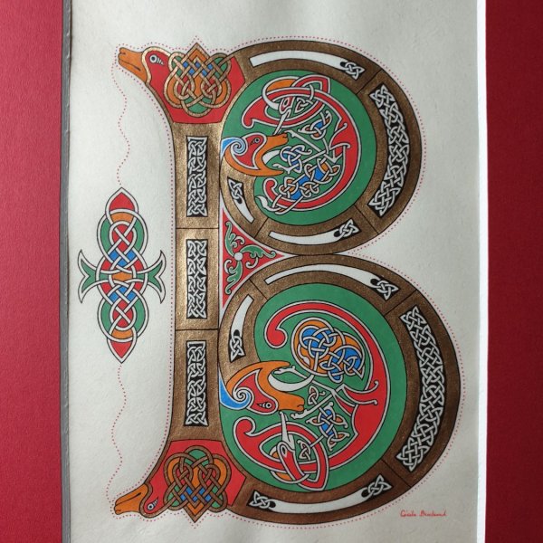 Illuminierter B-Brief im franz&ouml;sisch-s&auml;chsischen Stil