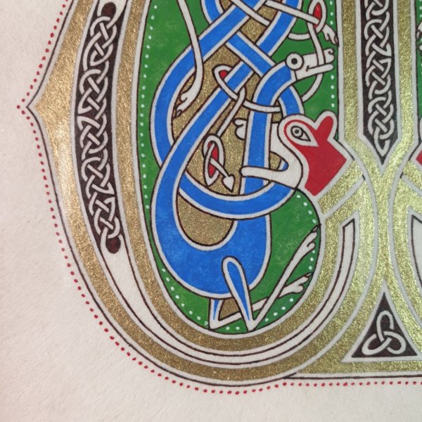 Illuminierter Buchstabe M im franz&ouml;sisch-s&auml;chsischen Stil