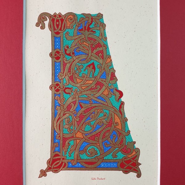 Illuminierter L-Brief im ottonischen Stil