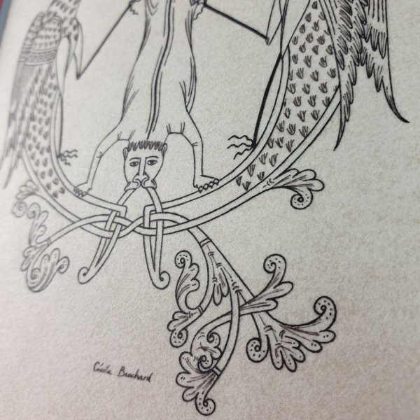 Illuminierter Q-Brief im romanischen Stil