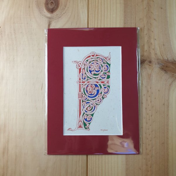 Illuminierter Buchstabe F im romanischen Stil