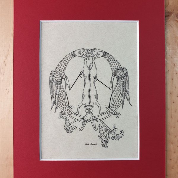 Illuminierter Q-Brief im romanischen Stil