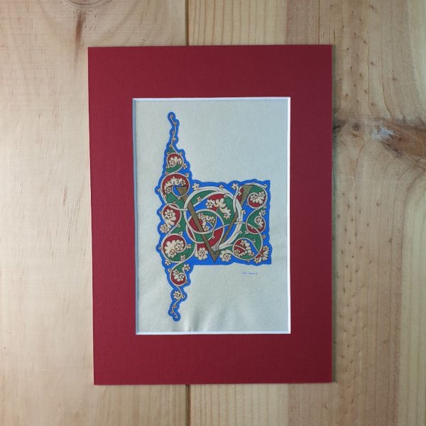 Illuminierter V-Buchstabe "Wei&szlig;e Rebe".